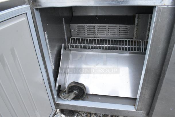 2021 Hoshizaki SR48A-8 Stainless Steel Commercial Sandwich Salad Prep Table Bain Marie Mega Top on Commercial Casters. 115 Volts, 1 Phase. Tested and Powers On But Does Not Get Cold - Image 4 of 7