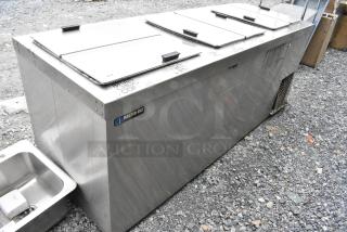 Master Bilt DC-12DSE Stainless Steel Commercial Chest Freezer w/ 3 Center Hinge Lids. 115/208-230 Volts, 1 Phase. Tested and Working!