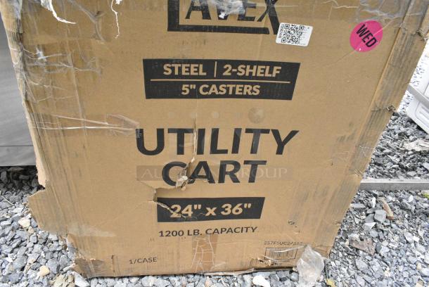 BRAND NEW SCRATCH AND DENT! Lavex 257FSUC24362 36" x 24" x 35" Two Shelf Steel Utility Cart - Fully Welded - Image 2 of 2