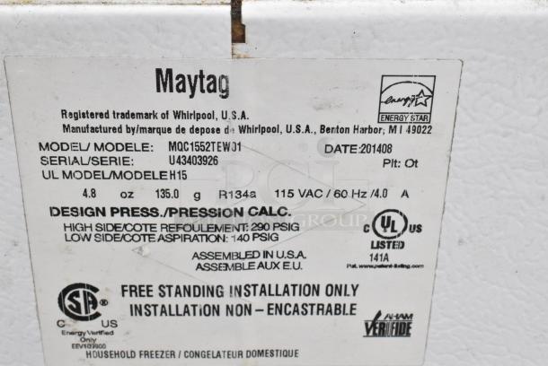 Maytag MQC1552TEW01 Metal Chest Freezer w/ Hinge Lid. 115 Volts, 1 Phase. Tested and Working! - Image 4 of 5