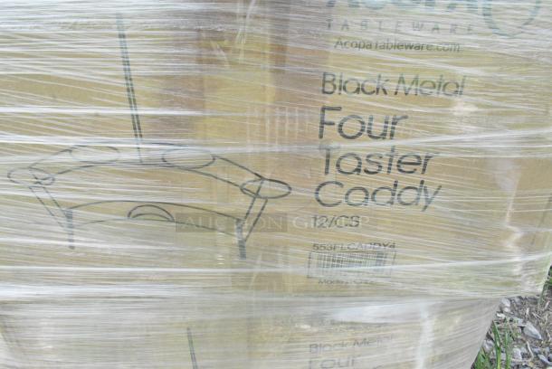 10 BRAND NEW SCRATCH AND DENT! Boxes of Acopa 553FLCADDY4 Four Glass Black Metal Flight Carrier - 12/Case. 10 Times Your Bid! - Image 4 of 4