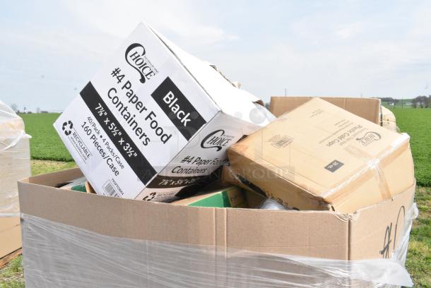 20 BRAND NEW SCRATCH AND DENT! Boxes Including 795PTOBK4 T-OUT 8X6X4 PAPER BLK 160 #4 CHOICE, 760IC040 Yogurt cups, 500TW20 Choice 20 oz. Translucent Thin Wall Plastic Cold Cup - 1,000/Case. 20 Times Your Bid! - Image 2 of 5