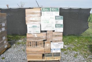 40 BRAND NEW SCRATCH AND DENT! Boxes Including 2 394360M Noble Products Clear Powdered Disposable Vinyl Gloves for Foodservice - Medium - 1,000/Case, 2 394365L Noble Products Powder-Free Disposable Clear Vinyl Gloves for Foodservice - Large - 1,000/Case, 127PL400 Choice PET Plastic Lid for 3.25 to 5.5 oz. Souffle Cup / Portion Cup - 2,500/Case, 5002BNAPWH Choice 2-Ply White Beverage / Cocktail Napkin - 3,000/Case, 500L1020B Choice Black Hot Paper Cup Travel Lid for 10-24 oz. Standard Cups and 8 oz. Squat Cups - 1,000/Case, 346WKFSNM Choice Medium Weight White Wrapped Polypropylene Plastic Cutlery Set with Napkin - 250/Case, 2 394EN303L Noble Products Nitrile White 3 Mil Thick All Purpose Powder-Free Textured Gloves - Large - 1,000/Case, 2 394345S Noble NexGen Powder-Free Disposable Black Hybrid 3 Mil Thick Gloves - Small - 1,000/Case. 40 Times Your Bid!
