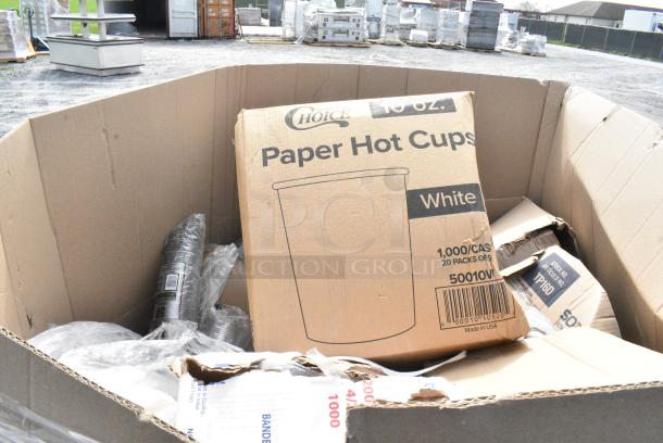 15 BRAND NEW SCRATCH AND DENT! Boxes Including 50010W Choice 10 oz. White Poly Paper Hot Cup - 1,000/Case, 500COLLAR EcoChoice Kraft Coffee Cup Sleeve / Jacket / Clutch - 10-24 oz. - 1200/Case. 15 Times Your Bid! - Image 3 of 5
