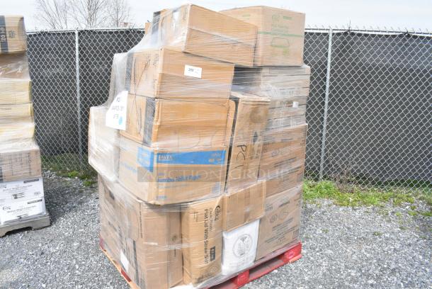 28 BRAND NEW SCRATCH AND DENT! Boxes Including 2 Dart 85HT3R 8" x 8" x 3" White Foam Three-Compartment Square Take Out Container with Perforated Hinged Lid - 200/Case, 2 Dart 16RCLBLK Optima Black Travel Lid with Reclosable Tab - 1,000/Case, 500TO993C3 Choice 9" x 9" x 3" Microwaveable 3-Compartment Black / Clear Plastic Hinged Container - 100/Case, 130BKFKSNH Choice Black Heavy Weight Wrapped Polystyrene Plastic Cutlery Pack with Napkin - 500/Case, 130BGFKSNSPH Choice Beige Heavy Weight Wrapped Polystyrene Plastic Cutlery Pack with Napkin and Salt and Pepper Packets - 500/Case. 28 Times Your Bid! - Image 1 of 7