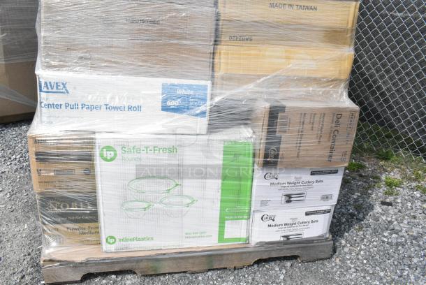 30 BRAND NEW SCRATCH AND DENT! Boxes Including 760VP64 Carnival King 64 oz. Popcorn Bucket - 360/Case, Choice Portion Cup Lids, Lavex Paper Towels, 500CC16HW Choice Heavy Duty 16 oz. Plastic Cold Cup. 30 Times Your Bid! - Image 3 of 7