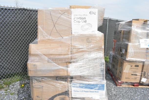 30 BRAND NEW SCRATCH AND DENT! Boxes Including 760VP64 Carnival King 64 oz. Popcorn Bucket - 360/Case, Choice Portion Cup Lids, Lavex Paper Towels, 500CC16HW Choice Heavy Duty 16 oz. Plastic Cold Cup. 30 Times Your Bid! - Image 5 of 7