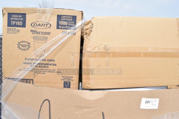 20 BRAND NEW SCRATCH AND DENT! Boxes Including Solo Ultra Clear&#8482; TP16D 16 oz. Customizable Clear PET Plastic Squat Cold Cup - 1000/Case  760TP16D, 795PTOKFT8 Choice Kraft Microwavable Folded Paper #8 Take-Out Container 6" x 4 3/4" x 2 1/2" - 300/Case, 433HSLCPIE Choice 5" Clear Hinged Slice Container with High Dome Lid - 300/Case. 20 Times Your Bid! - Image 2 of 6