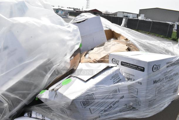 20 BRAND NEW SCRATCH AND DENT! Boxes Including 2 130WFORKWP Choice Individually Wrapped Medium Weight White Polypropylene Plastic Fork - 1,000/Case. 20 Times Your Bid! - Image 3 of 5