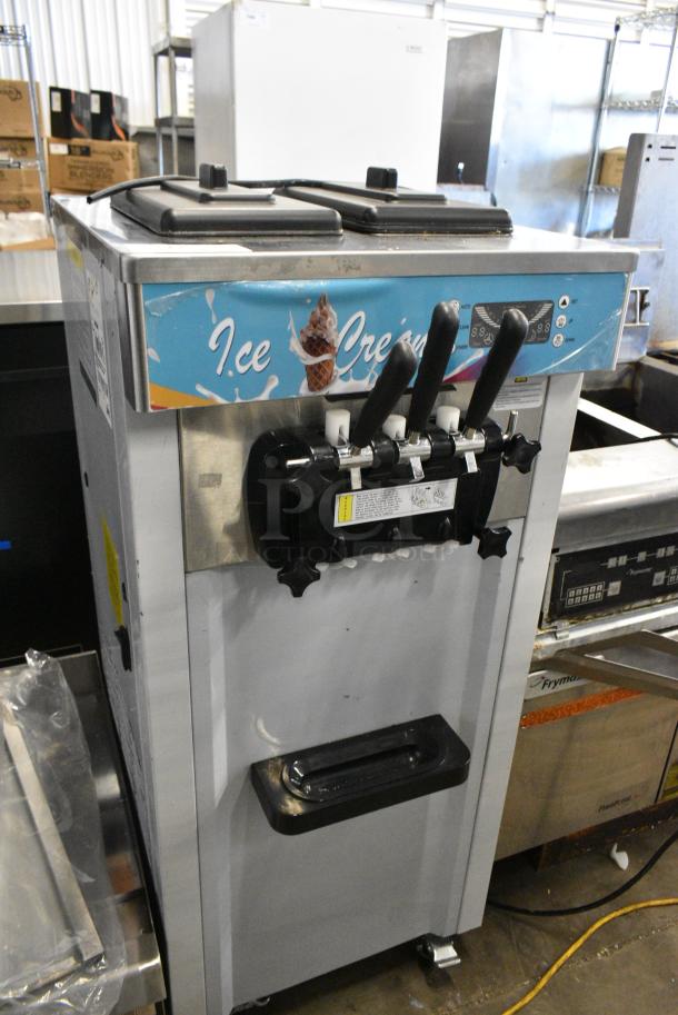 D425 Stainless Steel Commercial Floor Style Air Cooled 2 Flavor w/ Twist Soft Serve Ice Cream Machine on Commercial Casters. 115 Volts, 1 Phase. - Image 8 of 9