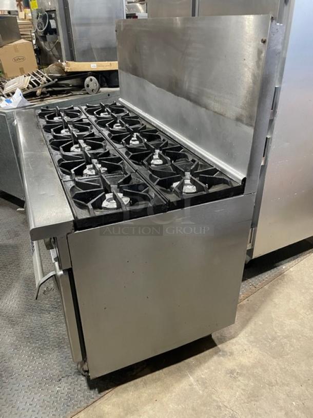 Imperial Commercial Stainless Steel Natural Gas Powered 10 Burner Range/Oven Combo! With Back Splash! With Wired Oven Racks! On Casters! - Image 2 of 10