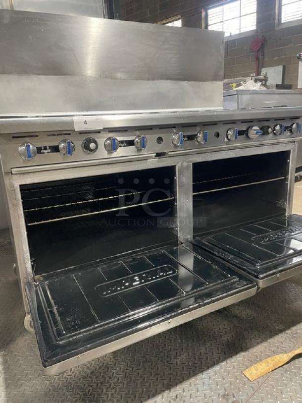 Imperial Commercial Stainless Steel Natural Gas Powered 10 Burner Range/Oven Combo! With Back Splash! With Wired Oven Racks! On Casters! - Image 7 of 10