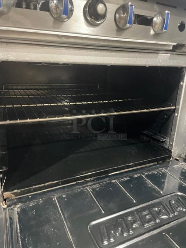 Imperial Commercial Stainless Steel Natural Gas Powered 10 Burner Range/Oven Combo! With Back Splash! With Wired Oven Racks! On Casters! - Image 8 of 10