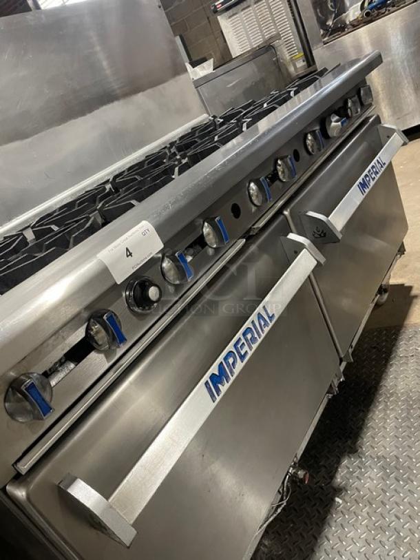 Imperial Commercial Stainless Steel Natural Gas Powered 10 Burner Range/Oven Combo! With Back Splash! With Wired Oven Racks! On Casters! - Image 9 of 10