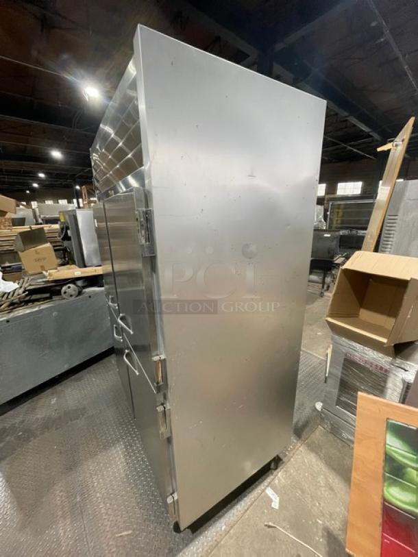Traulsen Commercial Stainless Steel 2 Section Half Door Reach In Refrigerator! Energy Star Certified! With Poly Coated Wire Racks! Model: G20000 SN: T48193C07! 115V 1 Phase! On Casters! - Image 2 of 8