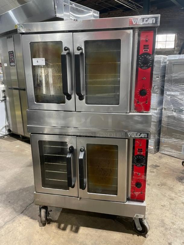 Vulcan Commercial Stainless Steel Natural Gas Powered Double Stacked Convection Oven! With Wired Oven Rack! Model: VC4GD-11D1 SN: 54-1075986/54-1075987! On Casters! 2X Your Bid Makes One Unit! - Image 1 of 11