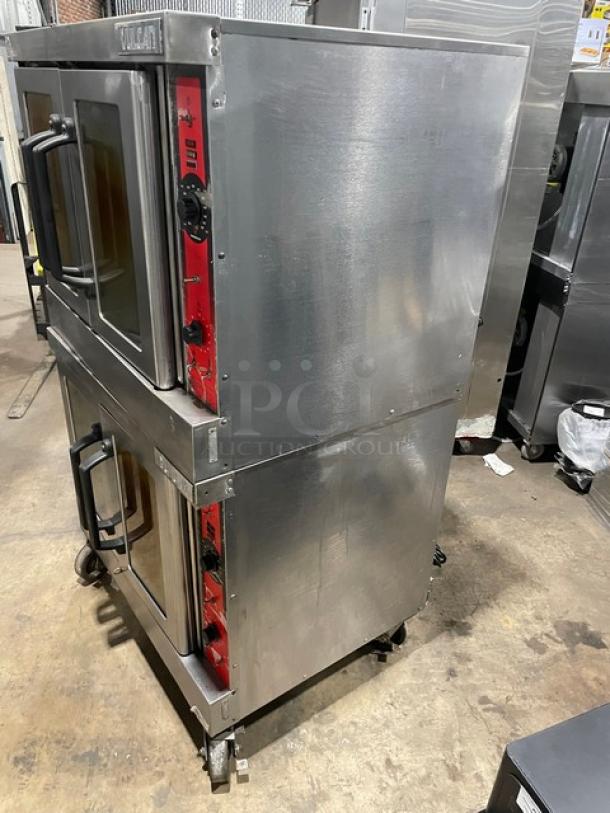 Vulcan Commercial Stainless Steel Natural Gas Powered Double Stacked Convection Oven! With Wired Oven Rack! Model: VC4GD-11D1 SN: 54-1075986/54-1075987! On Casters! 2X Your Bid Makes One Unit! - Image 2 of 11