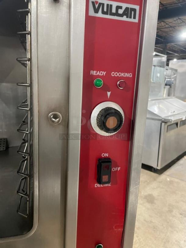 Vulcan-Hart Commercial Stainless Steel Natural Gas Powered Dual Compartment Convection Steamer! With Individual Controls! With Built In Pan Holding Racks! Model: VSX10GC SN: AP-1043767-9Z-4731! 120V 1 Phase! On Legs! - Image 6 of 11