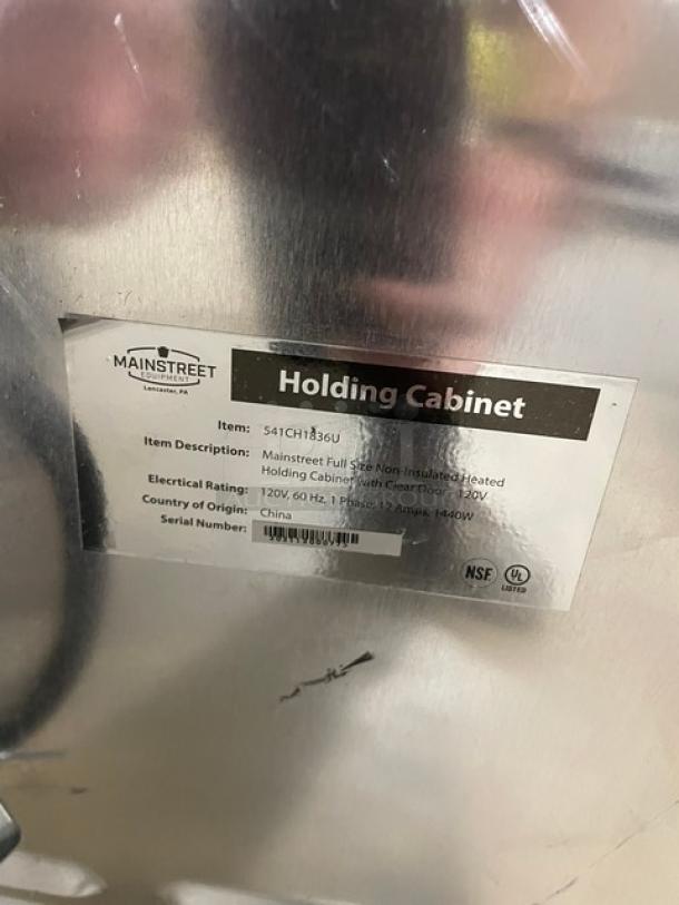 MainStreet Commercial Electric Powered Full Size Non-Insulated Heated Holding Cabinet! With Lexan Clear Door! With Lip-Load Pan Slides & Corner Bumpers! Model: 541CH1836U SN: 202112000775! 120V 1 Phase! On Casters! - Image 7 of 8