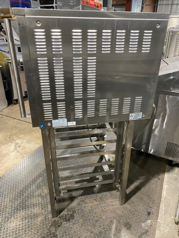Moffat TurboFan-32 Series Commercial Stainless Steel Electric Powered Single Stacked Convection Oven! With Roast-N-Hold & Water Steam Injection! With Thermostatic Controls! Model: E32MS SN: 19196! 208V! With Pan-Holding Equipment Stand! On Legs! - Image 2 of 9