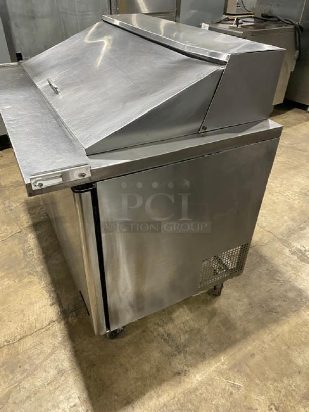 Turbo Air Commercial Stainless Steel 2 Door Refrigerated Bain Marie Mega Top Salad/Sandwich Prep Table! With Chrome Plated Wire Racks! Model: TST-48SD-18 SN: KM4189Z006! 115V! On Casters! - Image 2 of 9