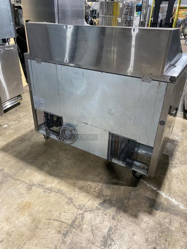 Turbo Air Commercial Stainless Steel 2 Door Refrigerated Bain Marie Mega Top Salad/Sandwich Prep Table! With Chrome Plated Wire Racks! Model: TST-48SD-18 SN: KM4189Z006! 115V! On Casters! - Image 3 of 9