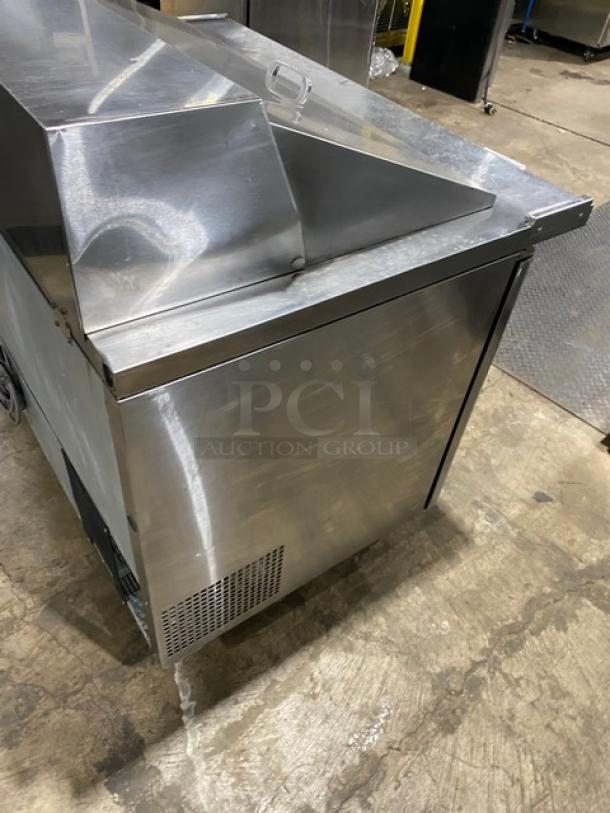 Turbo Air Commercial Stainless Steel 2 Door Refrigerated Bain Marie Mega Top Salad/Sandwich Prep Table! With Chrome Plated Wire Racks! Model: TST-48SD-18 SN: KM4189Z006! 115V! On Casters! - Image 4 of 9