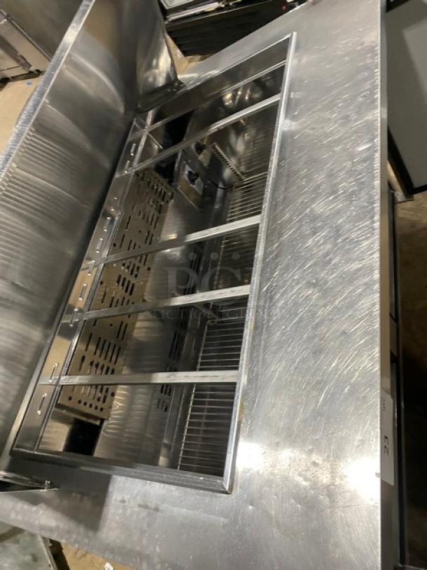 Turbo Air Commercial Stainless Steel 2 Door Refrigerated Bain Marie Mega Top Salad/Sandwich Prep Table! With Chrome Plated Wire Racks! Model: TST-48SD-18 SN: KM4189Z006! 115V! On Casters! - Image 8 of 9