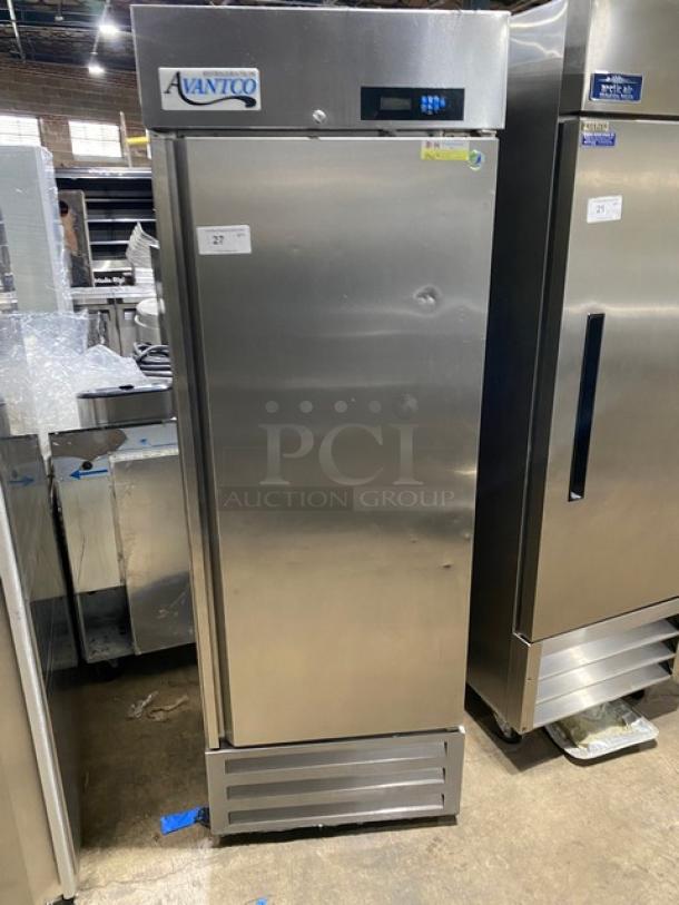 Avantco! 2022 Late Model! A-Plus Series Commercial Stainless Steel Solid Single Door Reach In Freezer! With Poly Coated Wire Racks! Model: 447AP23F SN: 8102540338! 115V 1 Phase! - Image 1 of 8