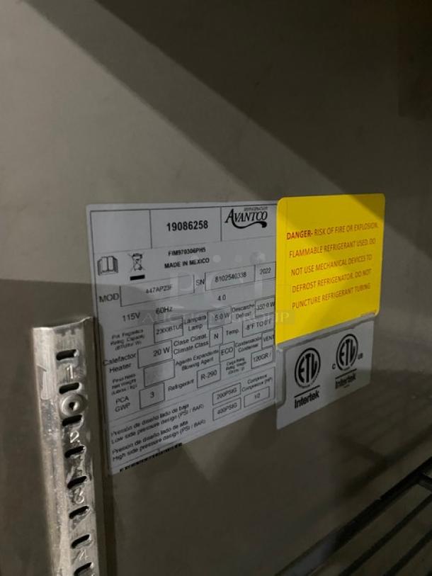 Avantco! 2022 Late Model! A-Plus Series Commercial Stainless Steel Solid Single Door Reach In Freezer! With Poly Coated Wire Racks! Model: 447AP23F SN: 8102540338! 115V 1 Phase! - Image 4 of 8
