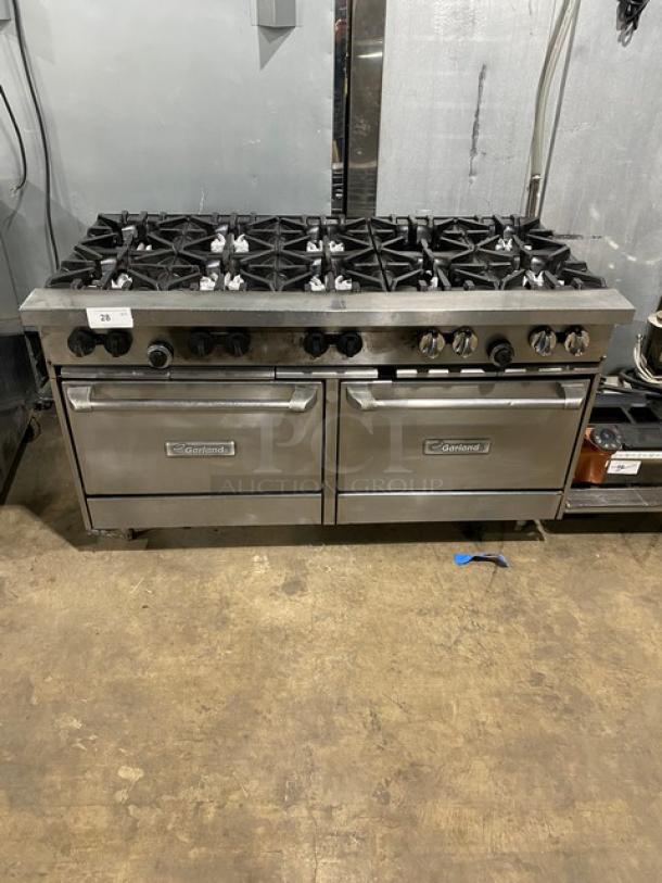 Garland Commercial Stainless Steel Natural Gas Powered 10 Burner Range/Double Oven Combo! With Wire Oven Racks! On Legs! - Image 1 of 8