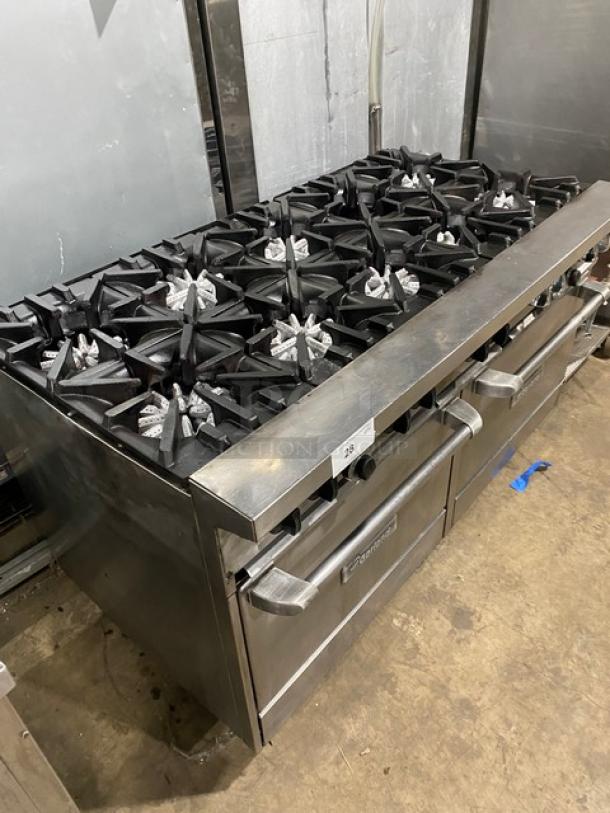 Garland Commercial Stainless Steel Natural Gas Powered 10 Burner Range/Double Oven Combo! With Wire Oven Racks! On Legs! - Image 2 of 8