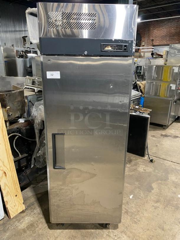 Turbo Air M3-Series Commercial Stainless Steel Solid Single Door Reach In Refrigerator! With Poly Coated Wire Rack! Model: M3R24-1-N! 115V! On Casters! - Image 1 of 8