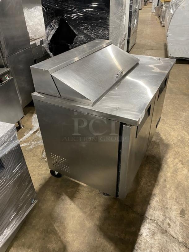 True Commercial Stainless Seel 2 Door Refrigerated Bain Marie Mega Top Salad/Sandwich Prep Table! With Poly Coated Wire Racks! Model: TSSU-48-10 SN: 7081150! 115V 1 Phase! On Casters! - Image 2 of 9