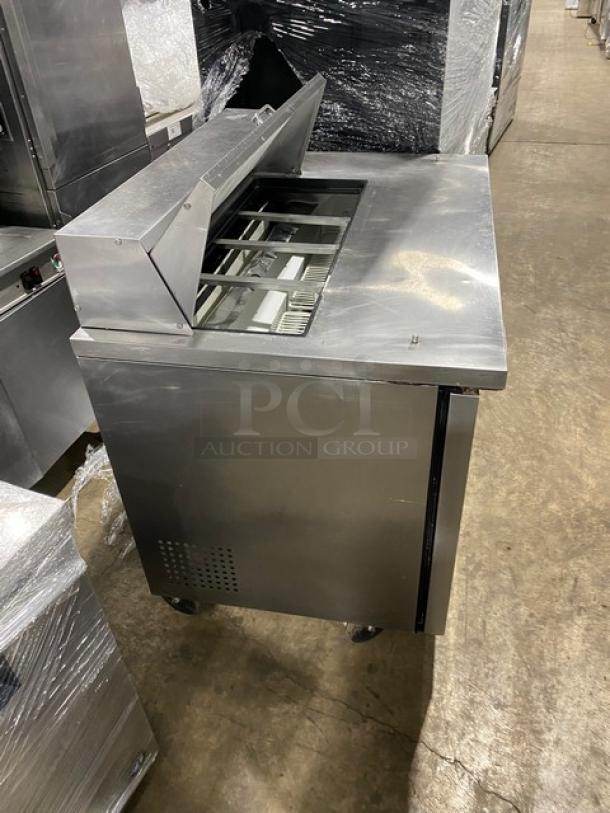 True Commercial Stainless Seel 2 Door Refrigerated Bain Marie Mega Top Salad/Sandwich Prep Table! With Poly Coated Wire Racks! Model: TSSU-48-10 SN: 7081150! 115V 1 Phase! On Casters! - Image 8 of 9