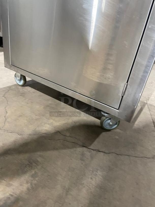 Commercial Stainless Steel Single Well Hot & Cold Mobile Handwashing Station! With Back Splash & Swivel Gooseneck Faucet! With Enclosed Cabinet Base! On Casters! - Image 6 of 6
