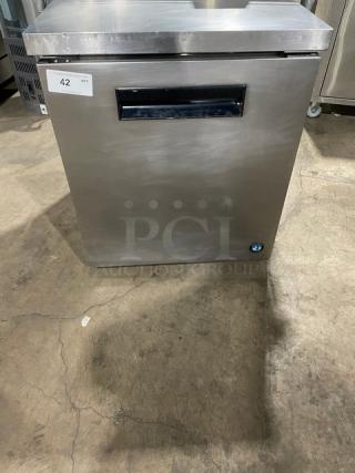 Hoshizaki Commercial Stainlees Steel Solid Single Door Low Profile Undercounter Refrigerator! Energy Star Certified! With Chrome Plate Wire Rack! Model: UR27B-LPC SN: L50013F! 115V 1 Phase!