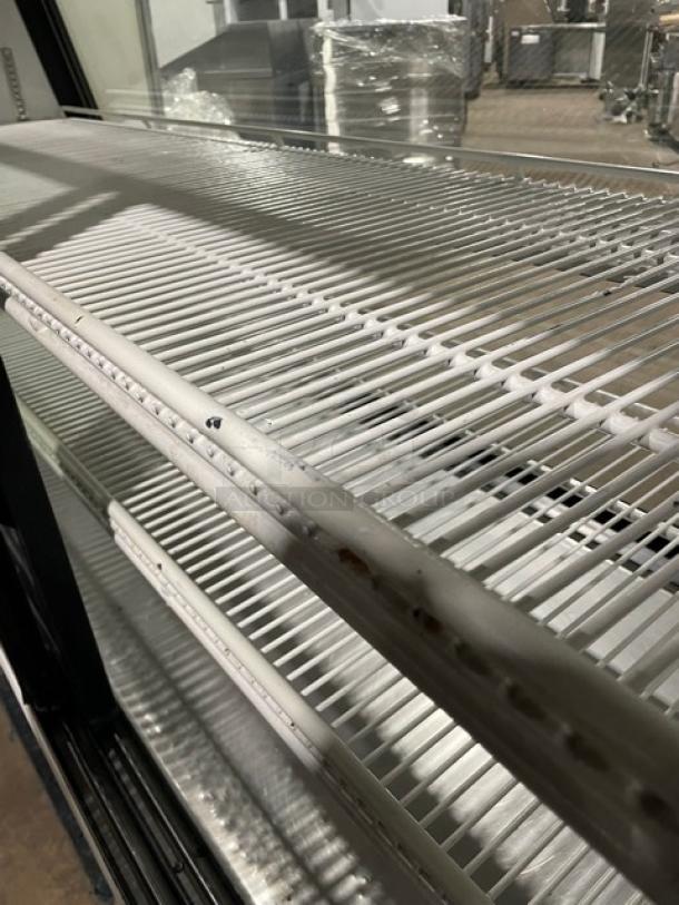 True Commercial White Slanted Glass Single Duty Refrigerated Deli Merchandiser Display Showcase! With Stainless Steel Serve-Over Countertop! With Adjustable Poly Coated Wire Shelves! With Rear Double Glass Sliding Doors! Model: TSID-72-3 SN: 8145867! 115V 1 Phase! - Image 5 of 7