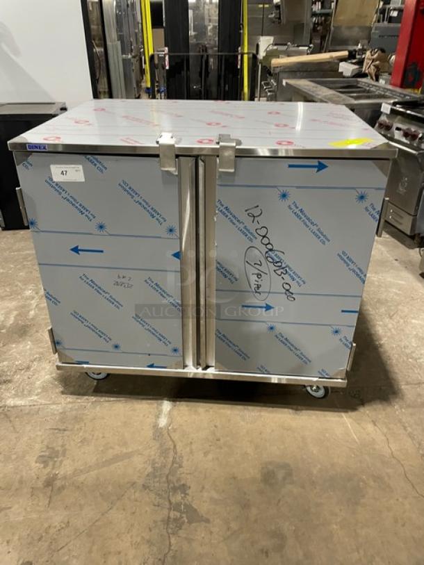 NEW! Dinex! 2024 Late Model! Commercial Stainless Steel 2-Door 24-Tray Meal Delivery/Economy Cart! With Built In Pan Holding Slides! Model: DXPICT242D SN: 2408074! On Casters! - Image 1 of 7