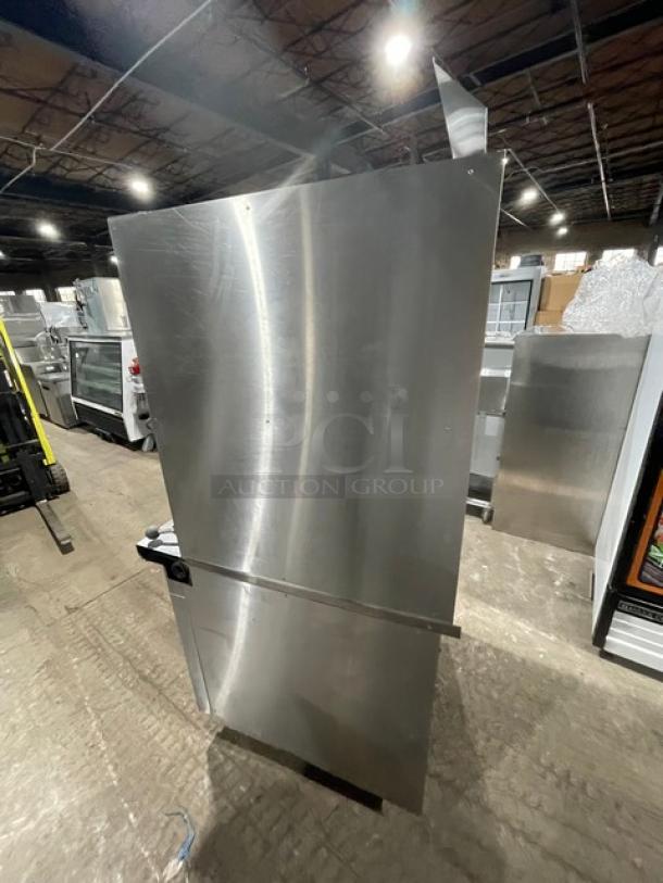 Garland Commercial Stainless Steel Natural Gas Powered Heavy-Duty Upright Deck-Style Infrared Broiler/Oven Combo! With Enclosed Overhead Finishing Oven/Cheese Melter! With Wired Oven Racks! On Legs! - Image 3 of 8