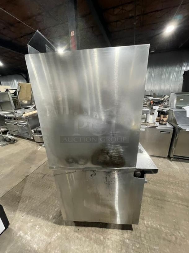 Garland Commercial Stainless Steel Natural Gas Powered Heavy-Duty Upright Deck-Style Infrared Broiler/Oven Combo! With Enclosed Overhead Finishing Oven/Cheese Melter! With Wired Oven Racks! On Legs! - Image 4 of 8