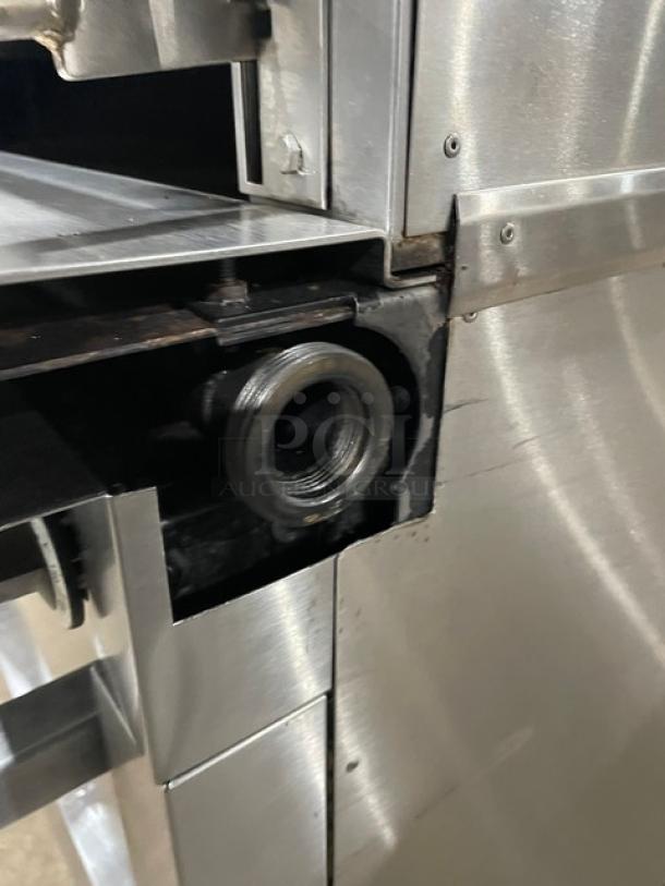 Garland Commercial Stainless Steel Natural Gas Powered Heavy-Duty Upright Deck-Style Infrared Broiler/Oven Combo! With Enclosed Overhead Finishing Oven/Cheese Melter! With Wired Oven Racks! On Legs! - Image 8 of 8
