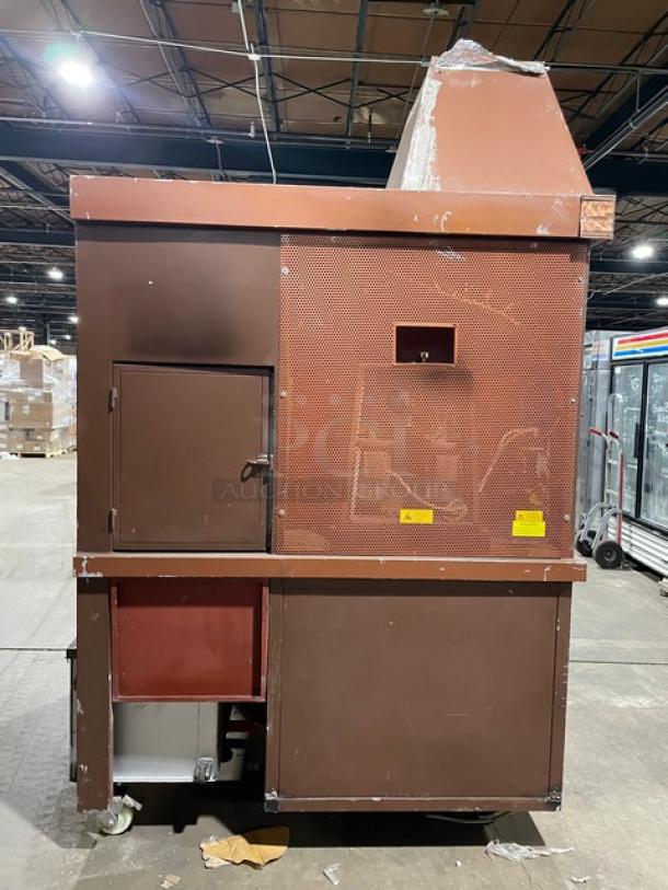 AWESOME! Sacar Forni! 2022 Late Model! Commercial Brick-Style Wood-Fired Rotisserie Oven! With Hood System & Decorative Copper Trimming! Model: DRAGO84 SN: 3851320622! On Casters! Working When Removed! - Image 3 of 12