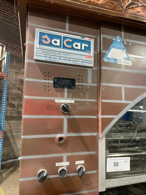 AWESOME! Sacar Forni! 2022 Late Model! Commercial Brick-Style Wood-Fired Rotisserie Oven! With Hood System & Decorative Copper Trimming! Model: DRAGO84 SN: 3851320622! On Casters! Working When Removed! - Image 10 of 12