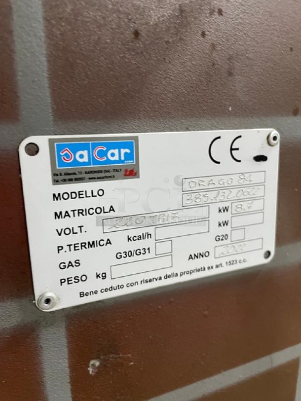 AWESOME! Sacar Forni! 2022 Late Model! Commercial Brick-Style Wood-Fired Rotisserie Oven! With Hood System & Decorative Copper Trimming! Model: DRAGO84 SN: 3851320622! On Casters! Working When Removed! - Image 11 of 12