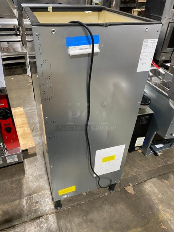 NEW! Scratch-N-Dent! Avantco Commercial Stainless Steel Electric Powered 120 Lb. Hotel Ice Dispenser Bin! With Push Type Dispenser! Model: 194HBN12022 SN: AV2410100014! 115V 1 Phase! On Legs! - Image 4 of 6