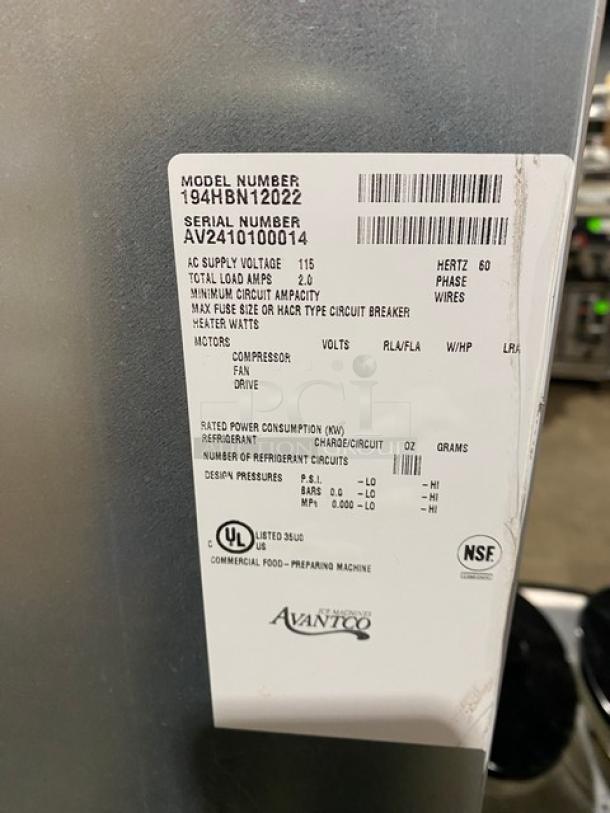 NEW! Scratch-N-Dent! Avantco Commercial Stainless Steel Electric Powered 120 Lb. Hotel Ice Dispenser Bin! With Push Type Dispenser! Model: 194HBN12022 SN: AV2410100014! 115V 1 Phase! On Legs! - Image 5 of 6