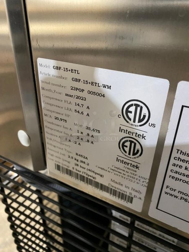 Desmon! 2023 Late Model! Commercial Stainless Steel Single Door Self Contained Reach In 15-Pan Blast Chiller/Shock Freezer! With Probes & Built In Pan Holding Rack! With Sheet Pans! Model: GBF-15+ETL SN: 23POP005004! On Casters! - Image 9 of 9