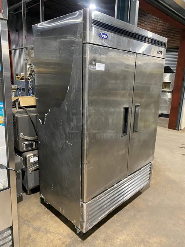 Atosa Commercial Stainless Steel Solid 2 Door Reach In Refrigerator! With Poly Coated Wire Racks! Model: MBF8507 SN: MBF8507151012C4004! 115V 1 Phase! On Casters! - Image 2 of 8