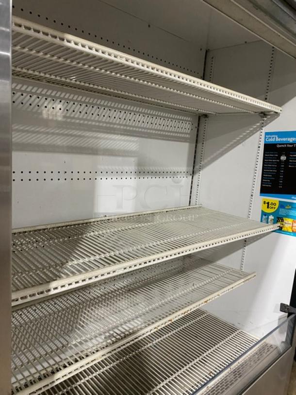 True Coca-Cola Style Commercial Stainless Steel Multi-Tier Refrigerated Open Grab-N-Go Merchandiser Display Case! With Adjustable Poly Coated Wire Racks! Model: TAC-48-LD SN: 9365189! 208-230V 1 Phase! On Legs! Working When Removed! - Image 5 of 7